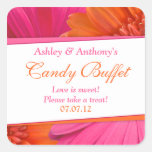Orange Pink Gerbera Daisy Floral Candy Buffet Stickers
