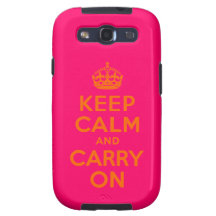 Orange Pink Keep Calm and Carry On Galaxy S3 Cover