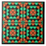Orange, pistachio on black hearts mosaic style tiles