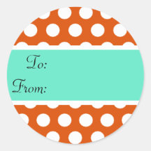 Orange Polka Dot Gift Tag Sticker
