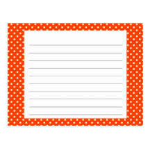 Orange Polka dot Recipe Card Postcards