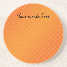 Orange polka dots on orange background drink coasters
