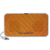 Orange polka dots on orange background laptop speakers