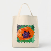 Orange Poppy Flower Canvas Tote Bag