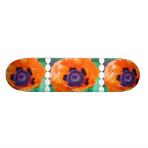 Orange Poppy Flower Skateboard