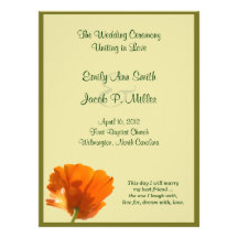 Orange Poppy Wedding InvitationProgram