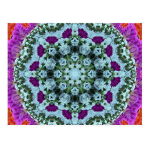 Orange Purple Blue Psychedelic Flowers Postcard