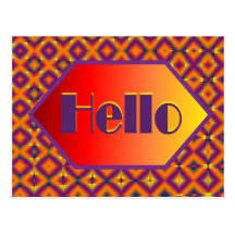 orange purple hello postcards