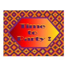 orange purple time to party post card