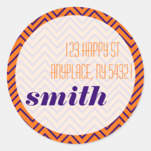 Orange Purple Zig Zag Address Label Sticker