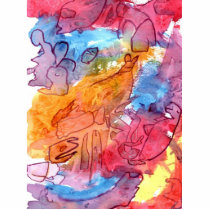 Orange red blue watercolour abstract background