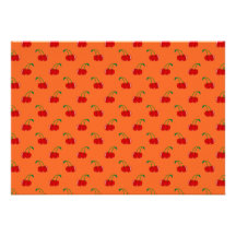 Orange red cherry pattern invite