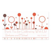 Orange Red Floral Dot Rectangle Stickers