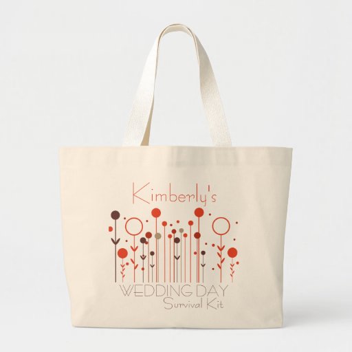 Orange Red Floral Dot Wedding Day Survival Kit Bag
