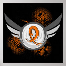 Orange Ribbon And Wings Kidney Cancer Print