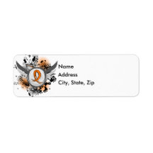 Orange Ribbon And Wings Leukaemia Labels