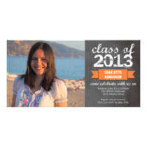 Orange ribbon banner chalkboard photo graduation photo cards