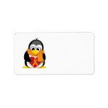 Orange Ribbon Penguin Scarf Address Label