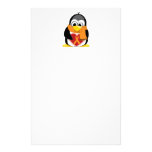 Orange Ribbon Penguin Scarf Customized Stationery