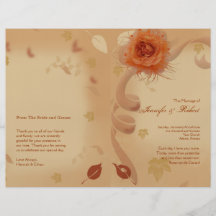 Orange Rose in the Fall Wedding Program Flyer Design