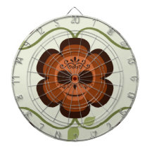 Orange Rust Cartoon Sugar Skull Flower Dartboard With Darts