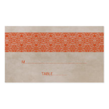 Orange Rustic Lace Wedding Place Card Business Cards
