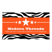 Orange Sassy Star Zebra Print Business Card
