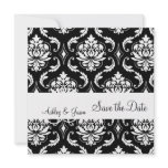 Orange Save the Date Black Damask Monogram Names Personalized Announcements