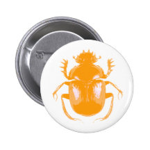 Orange Scarab Beetle Button