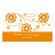 Orange Scroll Blooms Business Card
