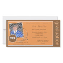 Orange Scroll Graduation Photo Invitation Customized Photo Card
