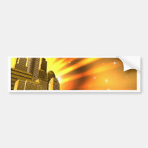 Orange skyscraper background bumper stickers