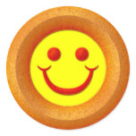 ORANGE SMILEY FACE ROUND STICKERS
