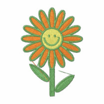 Orange smiley flower embroidered women's shirt