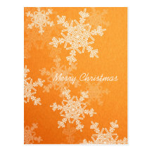 Orange Snowflakes Christmas Postcard