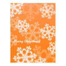 Orange Snowflakes Christmas Postcard