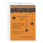 Orange Spiders and Lace Halloween Invitation