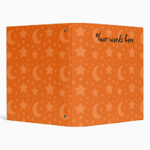 orange stars and moon patterns binders