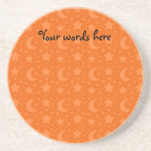 orange stars and moon patterns drink coasters
