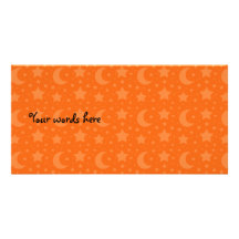 orange stars and moon patterns photo greeting card
