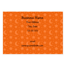 Orange stars and moons pattern business card template