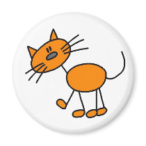 Orange Stick Figure Cat Magnet