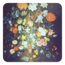 Orange Still Life of Flowers, Jan Brueghel flowers Stickers