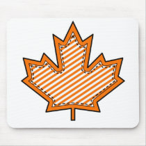 Orange Striped  Applique Stitched Maple Leaf Mouse Pad