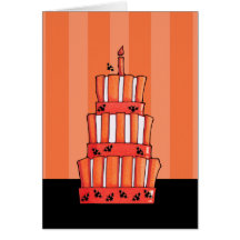 Orange Striped bats Cake Note Card