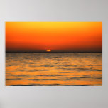 Orange sun setting in orange waters poster