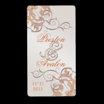 Orange Swirl Champagne Jewelled Wine Label labels
