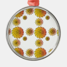 Orange Swirly Flower Pattern Ornament