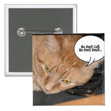 Orange Tabby Cat Humour/Cell Phone Pinback Button