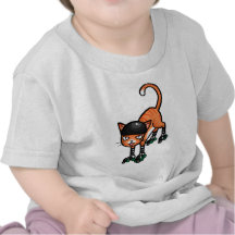 Orange tabby on rollerskates tee shirts